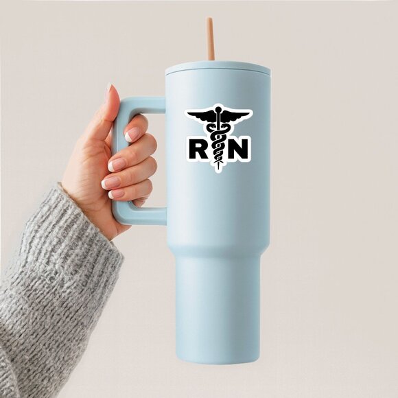 Registered Nurse R & N Symbol with font Sticker For Laptops iPhone Tumbler - Picture 1 of 7
